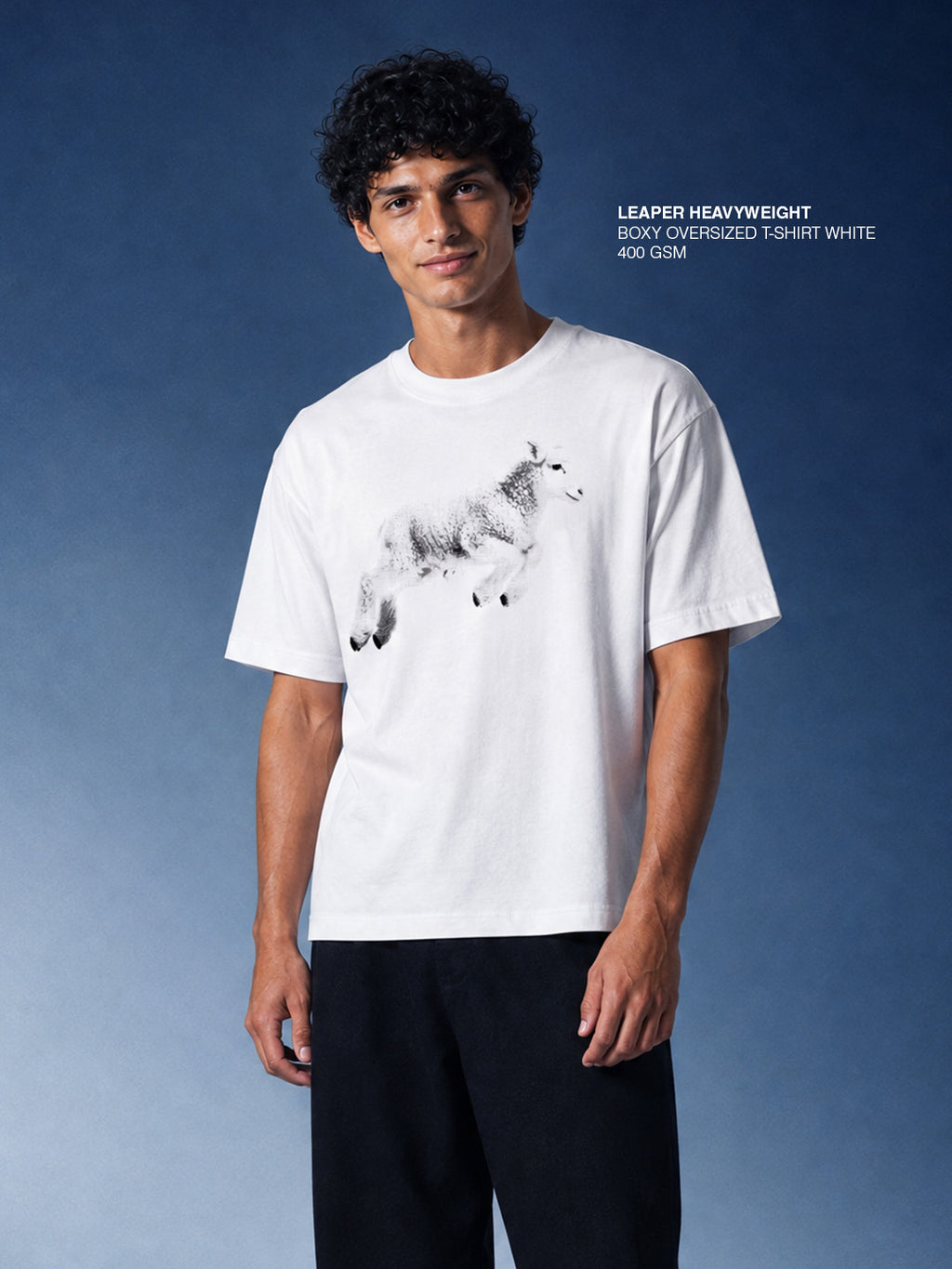 Leaper Heavyweight Boxy Oversized T-Shirt White