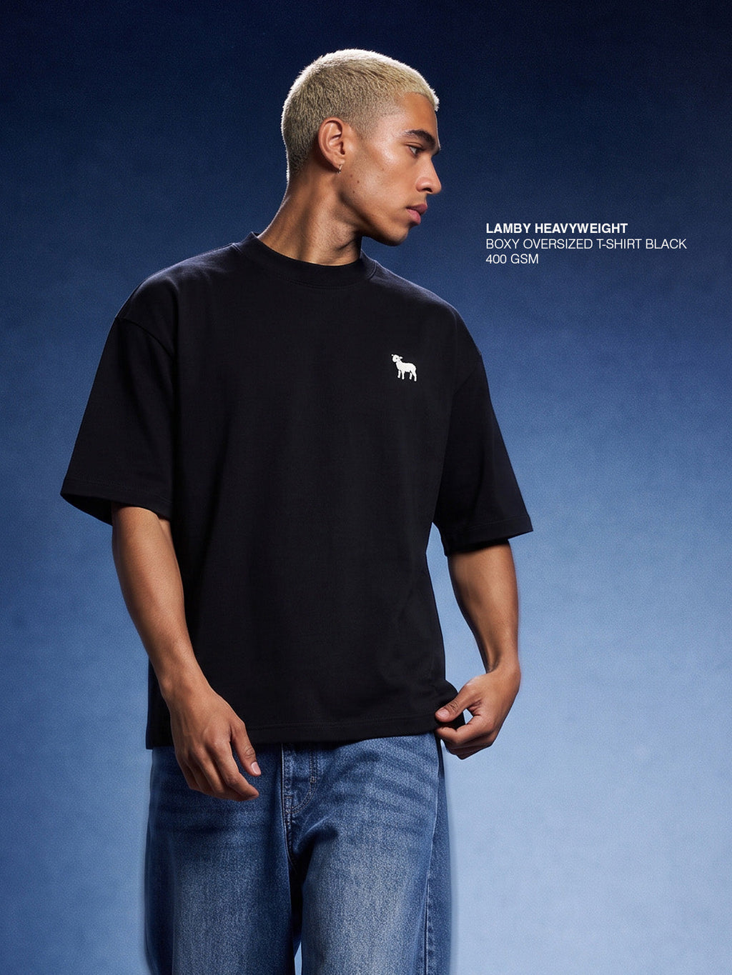 Lamby Heavyweight Boxy Oversized T-Shirt Black