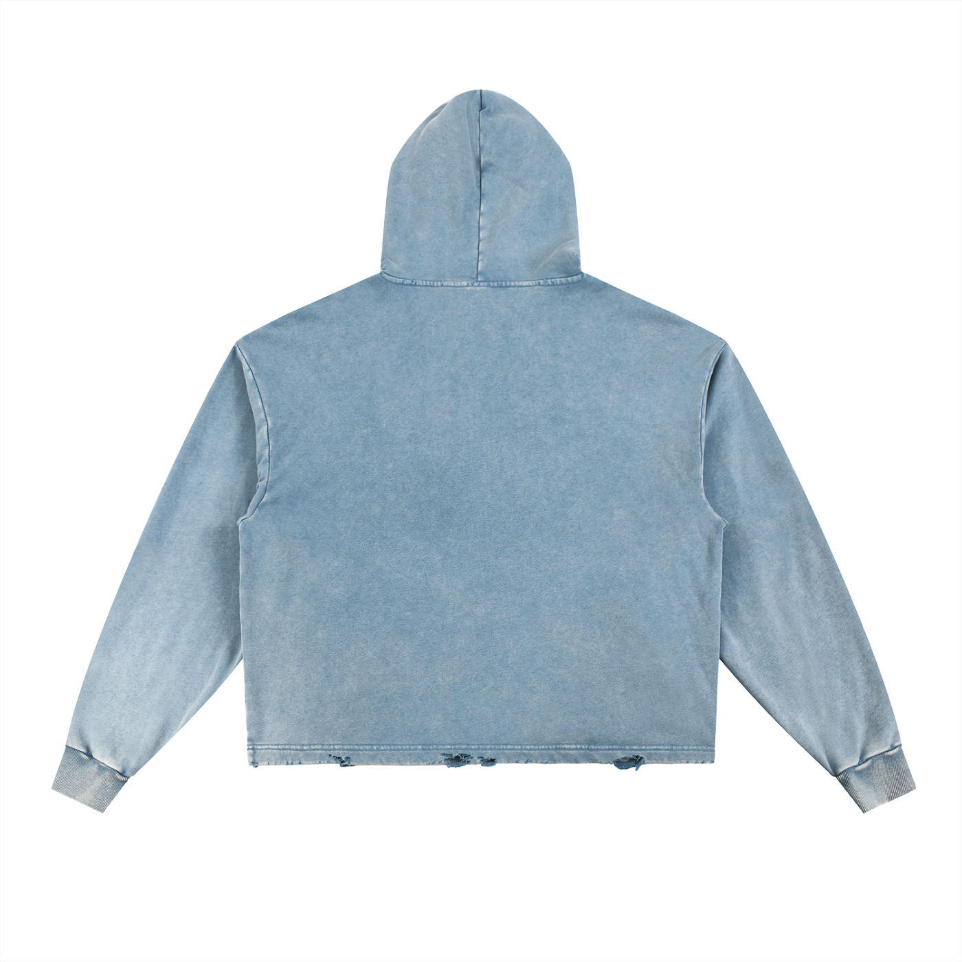 Blue. Crop Frayed-Hem Hoodie